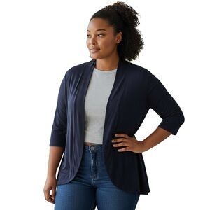 ALFANI 2X Navy Cotton Knit Shrug Lightweight Sweater Cardigan R $60